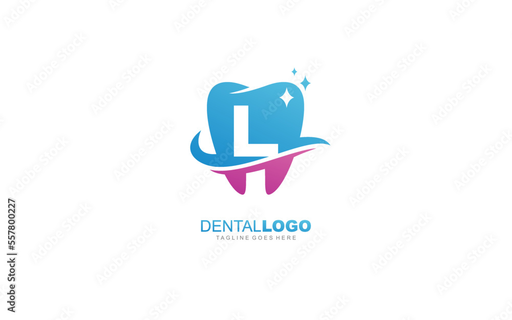 L logo dentist for branding company. letter template vector illustration for your brand.