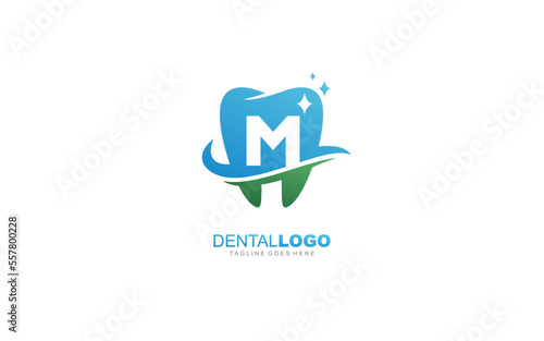 M logo dentist for branding company. letter template vector illustration for your brand.