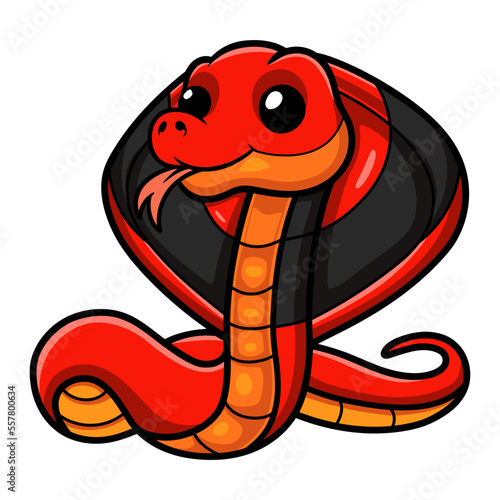 Cute red spitting cobra cartoon