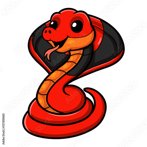 Cute red spitting cobra cartoon