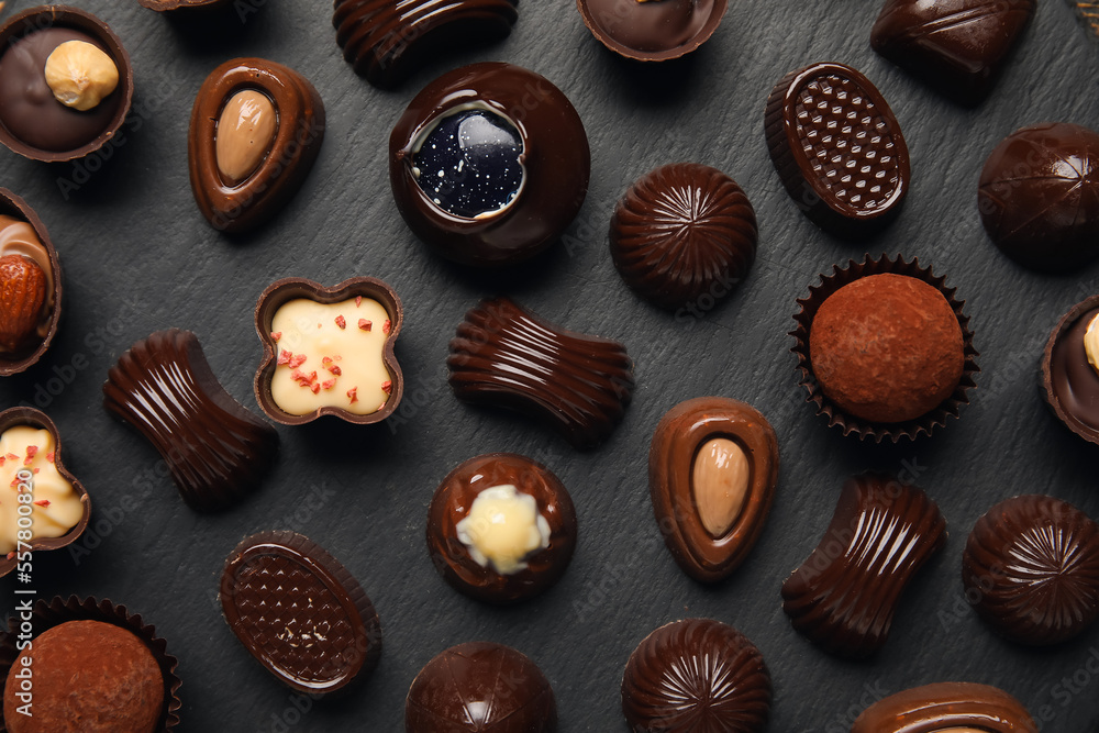 Chocolate candies on dark background Chocolate candies on dark background