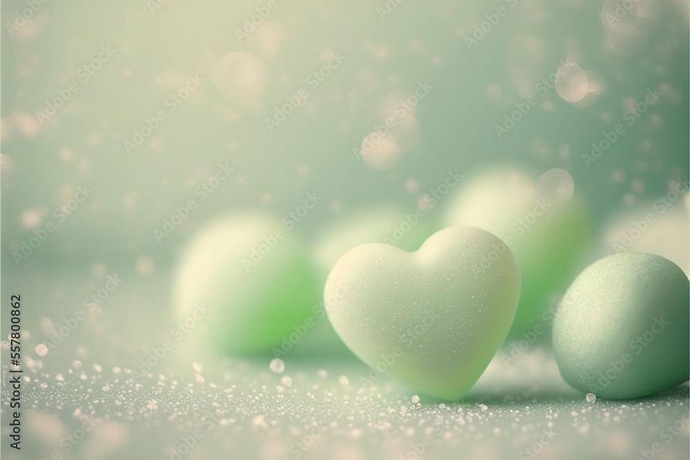 Cute hearts green, Valentine's Day, bokeh lights Micro hearts.