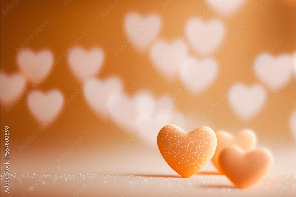 Cute hearts yellow, Valentine's Day, bokeh lights Micro hearts.