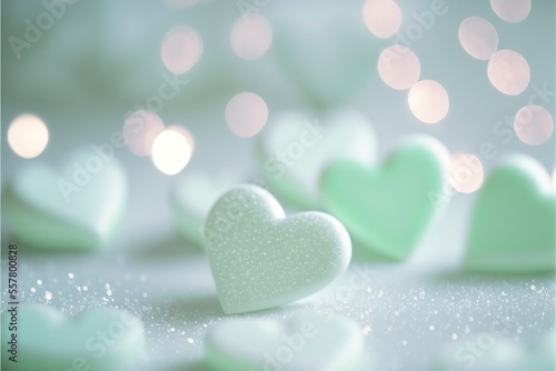 Cute hearts green, Valentine's Day, bokeh lights Micro hearts.