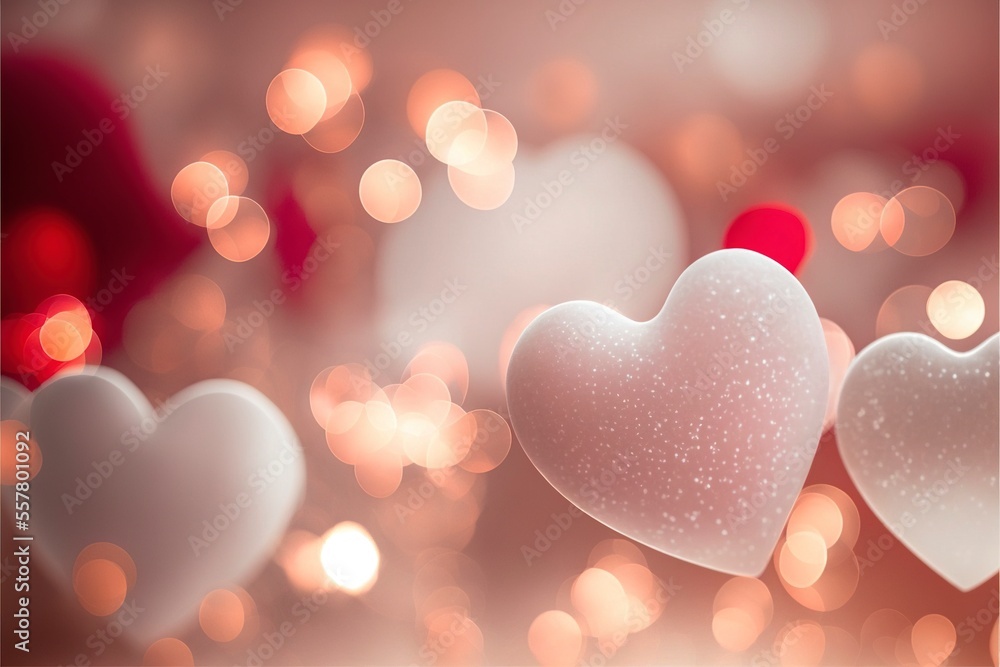 Fototapeta premium Valentine's Day, bokeh lights Micro hearts. Cute hearts.