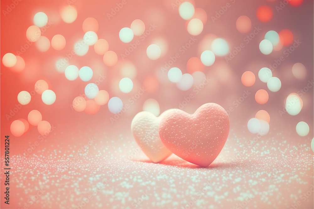 Fototapeta premium Valentine's Day, bokeh lights Micro hearts. Cute hearts.