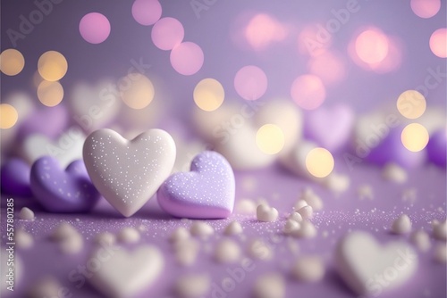Cute hearts Violet, Valentine's Day, bokeh lights Micro hearts. 