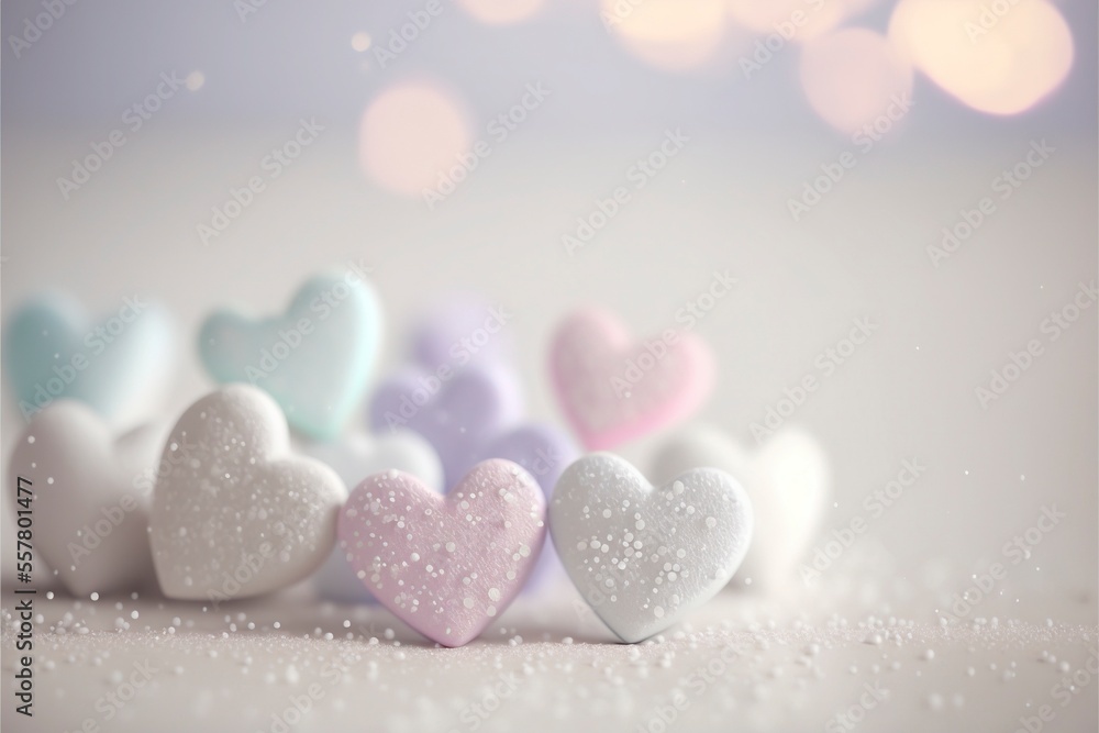 Obraz premium Cute hearts, Valentine's Day, bokeh lights Micro hearts.