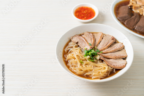 Photography duck noodles with stewed duck soup