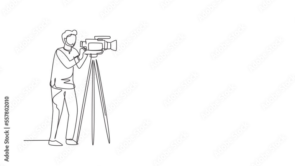 Animated self drawing of continuous line draw Arab reporter. Journalists to report. Two Arabic journalists. Team of woman reporter journalist man operator broadcasting. Full length one line animation Animated self drawing of continuous line draw Arab reporter. Journalists to report. Two Arabic journalists. Team of woman reporter journalist man operator broadcasting. Full length one line animation