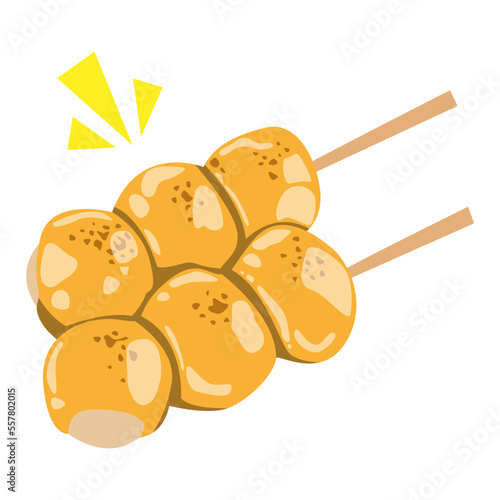 Vector illustration of Asian food mitarashi dango for print, design, greeting card, sticker, icon