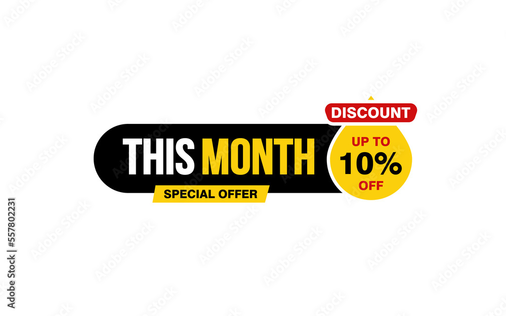 10 Percent THIS MONTH offer, clearance, promotion banner layout with sticker style. 10 Percent THIS MONTH offer, clearance, promotion banner layout with sticker style.