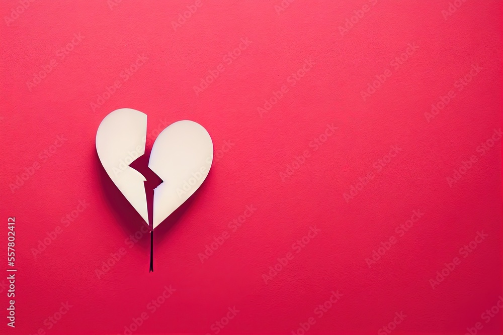 valentines day heart break red background