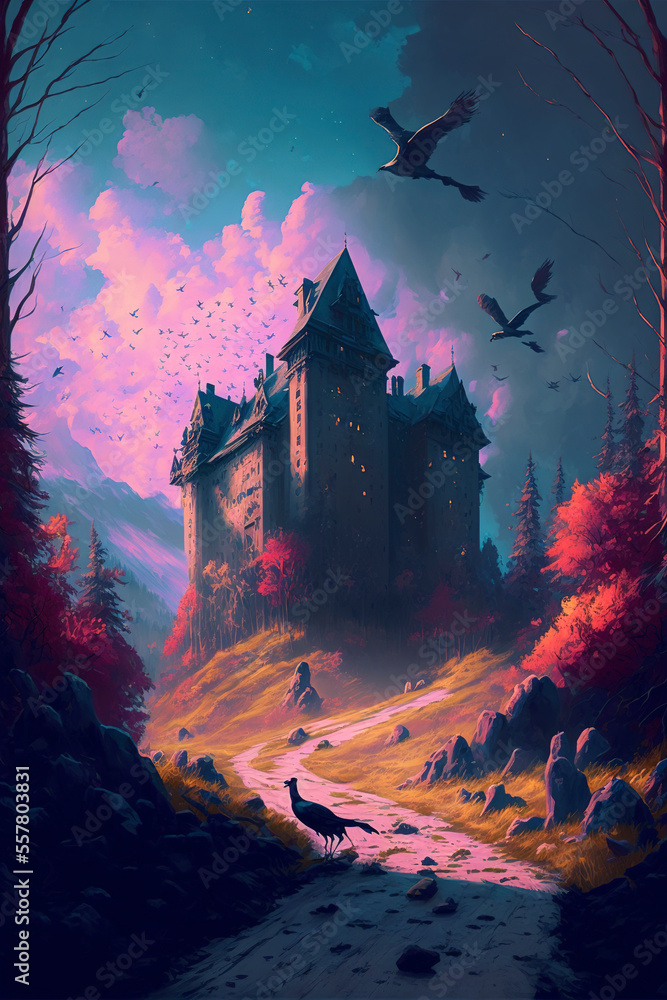 Abandoned castle in the forest