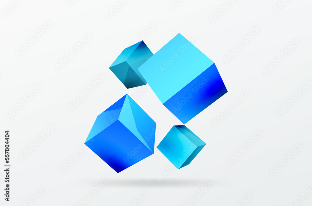 3d cubes vector abstract background. Composition of 3d square shaped basic geometric elements. Trendy techno business template for wallpaper, banner, background or landing 3d cubes vector abstract background. Composition of 3d square shaped basic geometric elements. Trendy techno business template for wallpaper, banner, background or landing