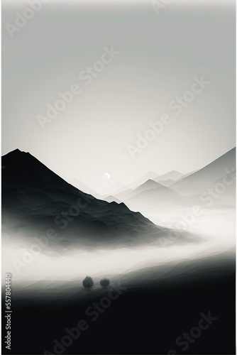 minimal abstraction of a vast foggy landscape