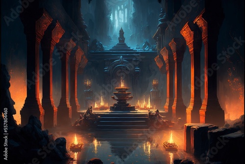 Cave with majestic temple photo