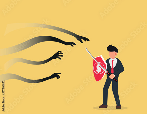 Business protection. Business challenge and defending concept.