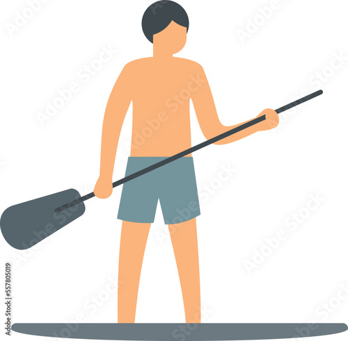 Sup surfer icon flat vector. Paddle board. Surf stand isolated