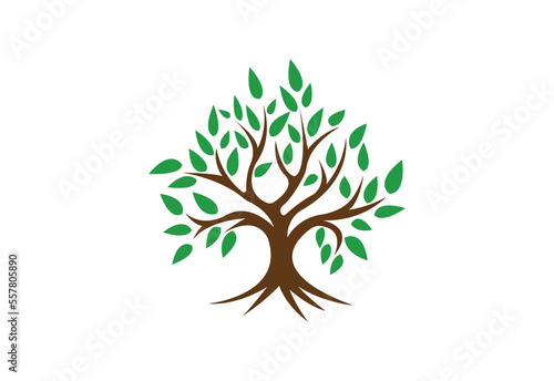Green tree Vector logo template. green tree isolated on a white background. vector logo illustration.
