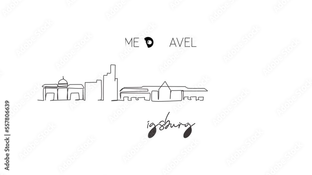 Animated self drawing of single continuous line draw Ludwigsburg skyline, Germany. Famous city scraper landscape. World travel home wall decor art poster print concept. Full length one line animation Animated self drawing of single continuous line draw Ludwigsburg skyline, Germany. Famous city scraper landscape. World travel home wall decor art poster print concept. Full length one line animation
