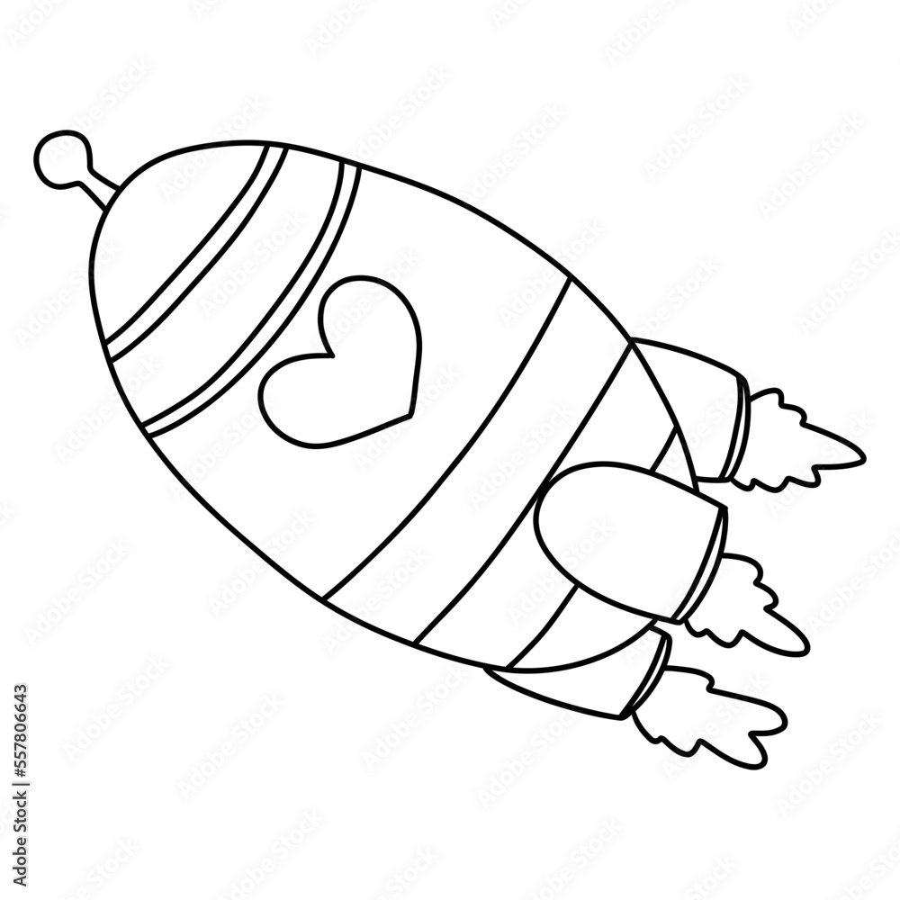 hand drawn rocket for Valentine's day, Start and leadership concept