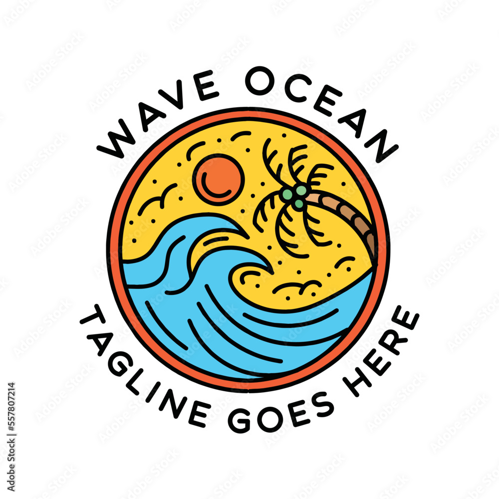 Wave Ocean Logo Design Emblem Vector illustration badge symbol icon Wave Ocean Logo Design Emblem Vector illustration badge symbol icon