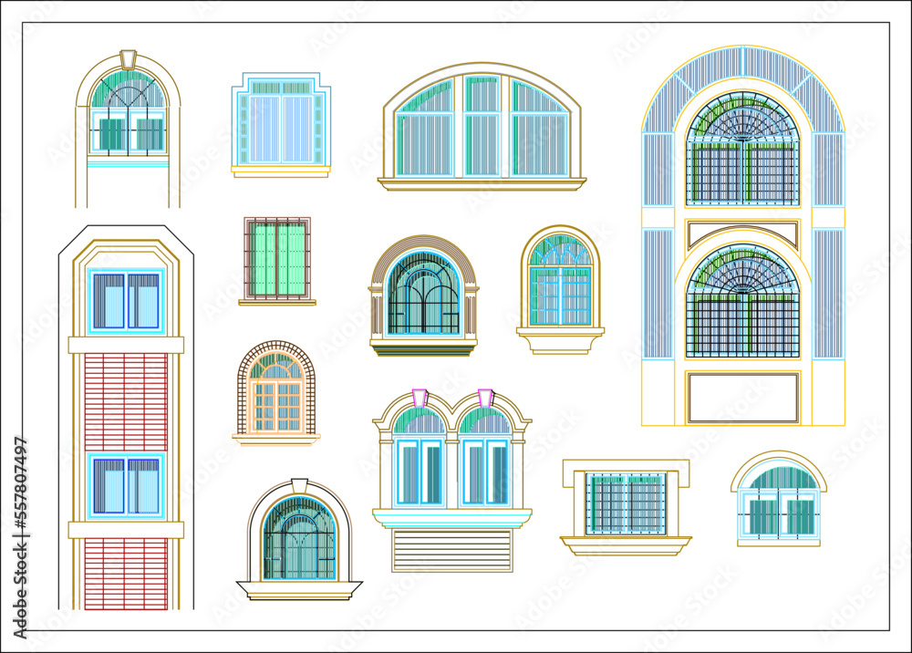 Fototapeta premium sketch vector illustration detail classic window vintage feel