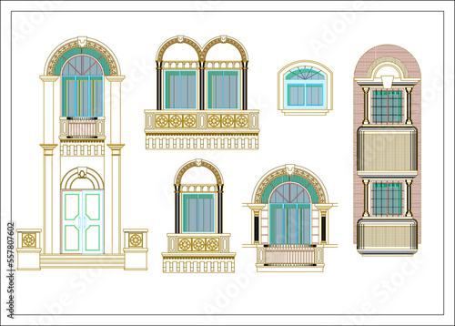 sketch vector illustration detail classic window vintage feel