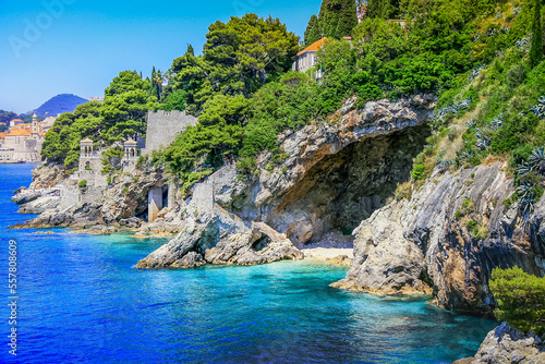 Elaphiti islands, turquoise adriatic beach in Dalmatia, Croatia photo