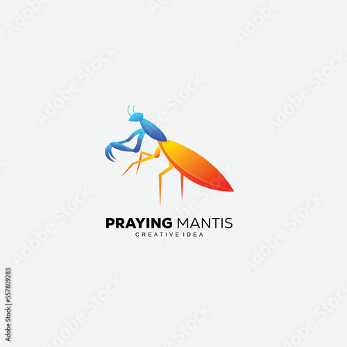 praying mantis colorful logo template