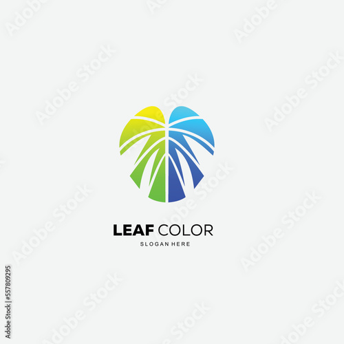 monstera gradient colorful vector logo illustration