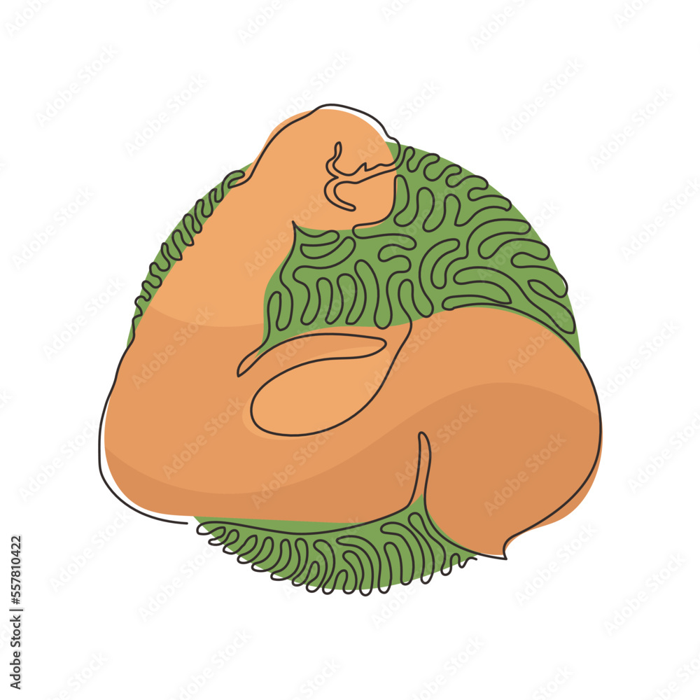Continuous one line drawing strong power muscle arms icon Muscular