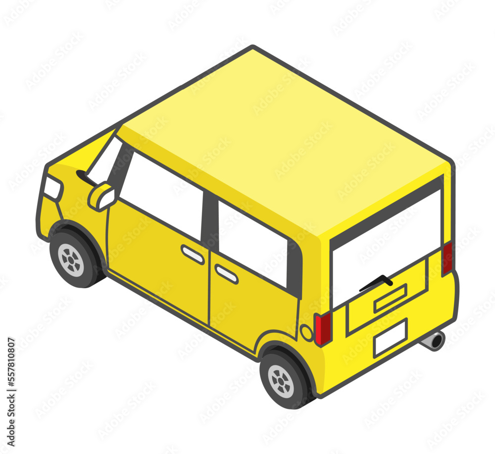 Yellow car, perspective view Yellow car, perspective view