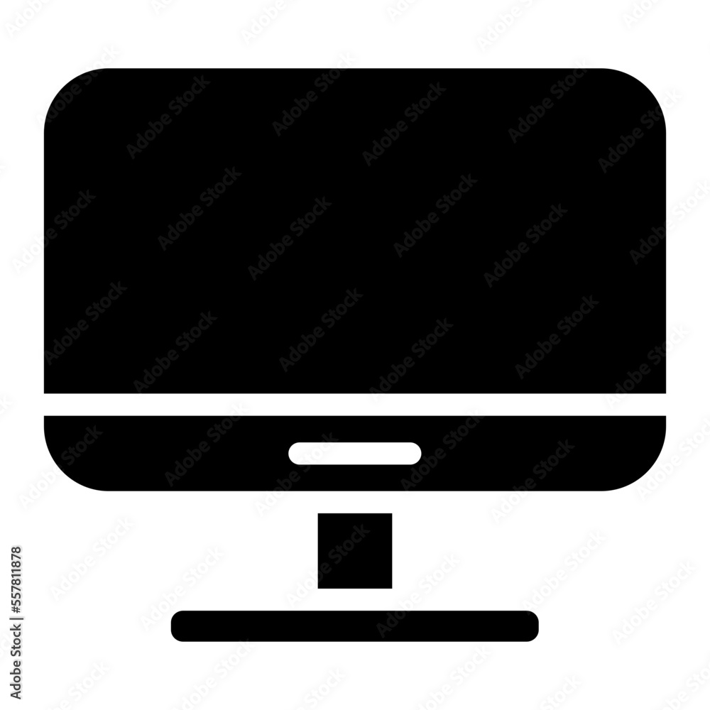 Computer glyph icon. PC, monitor, mouse, hardware vector design