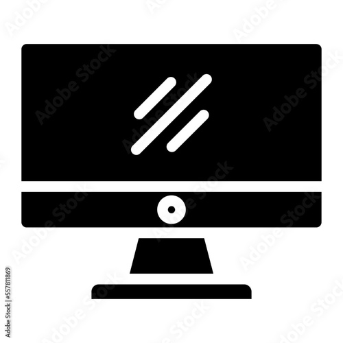 Computer glyph icon. PC, monitor, mouse, hardware vector design