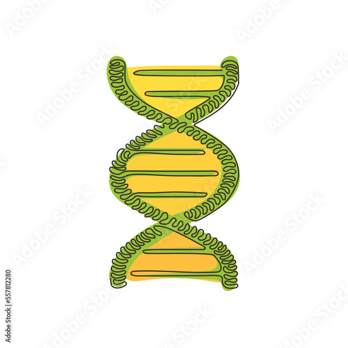 Continuous one line drawing DNA icons. Life gene model bio code genetics molecule medical symbols. Structure molecule, chromosome. Swirl curl style. Single line draw design vector graphic illustration