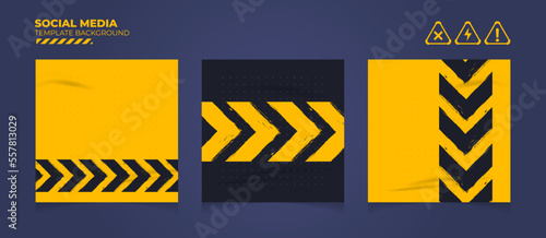 Social media post template background vector, editable post template social media banners with grunge warning system mark illustration