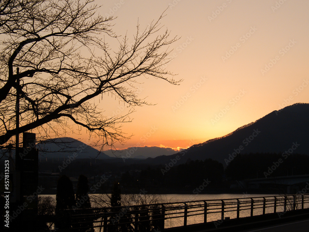 Lake Kawaguchi at sunset