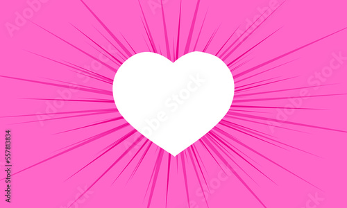 Pink color abstract vector background with white Hearth and rays. retro vector illustration. Abstract sunshine design. Vintage sunrise or sunshine, retro sunshine. perfect for valentine's day.