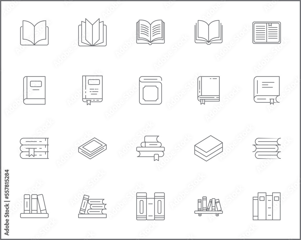Simple Set of book Related Vector Line Icons. Vector collection of ...
