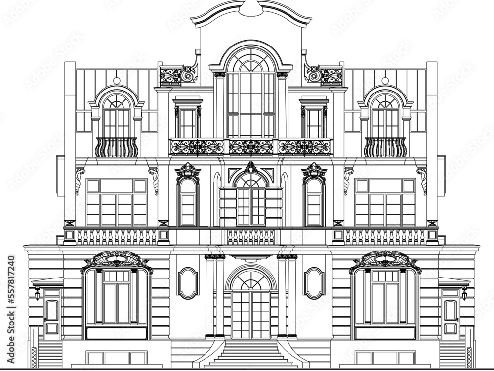 sketch vector illustration of an ancient cultural heritage building in the classic Mediterranean model.