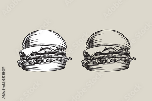 burger hand drawn illustration for logo and design template (ID: 557818007)