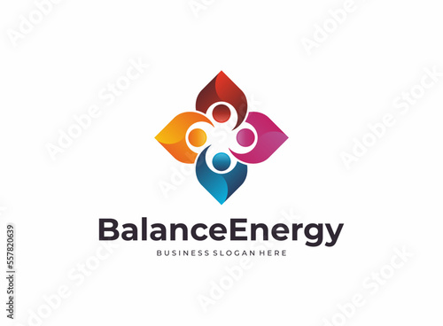 Balance energy logo icon design. People connect logos, Communication, and family.