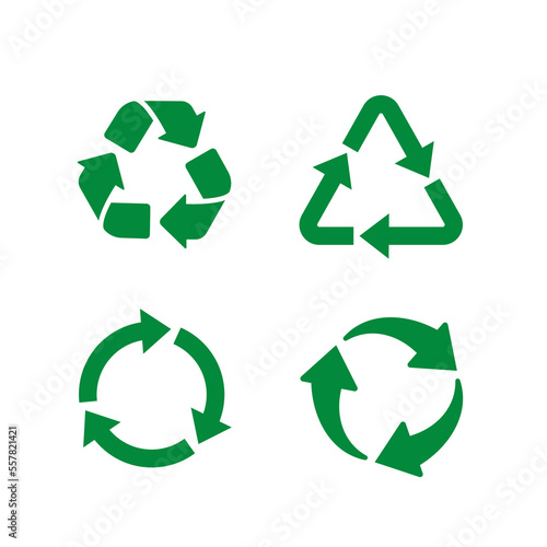 Recycle icon set green color vector illustration