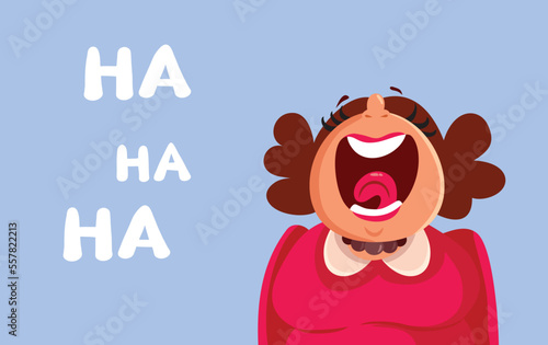 Middle Age Woman Laughing out Loud Vector Cartoon Illustration. Adult lady having fun mocking and being condescending 
