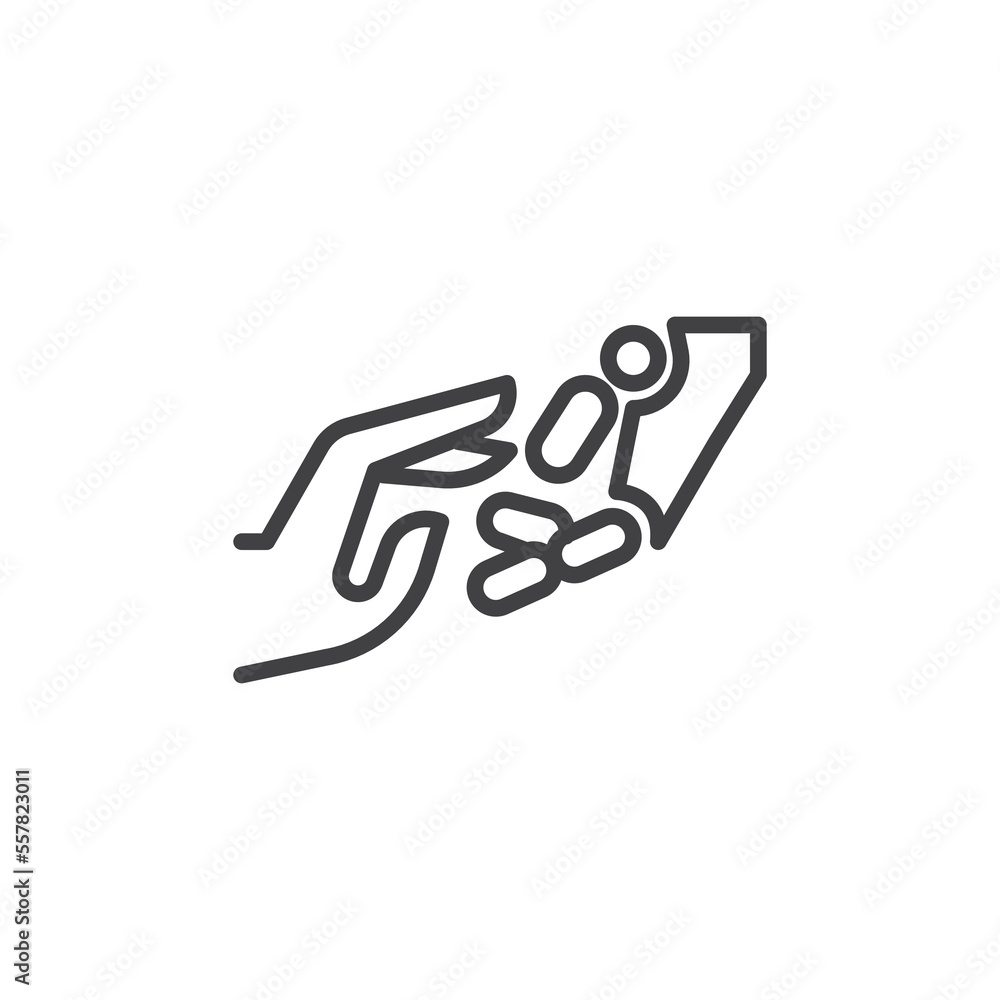 Robot and Human hand line icon Robot and Human hand line icon