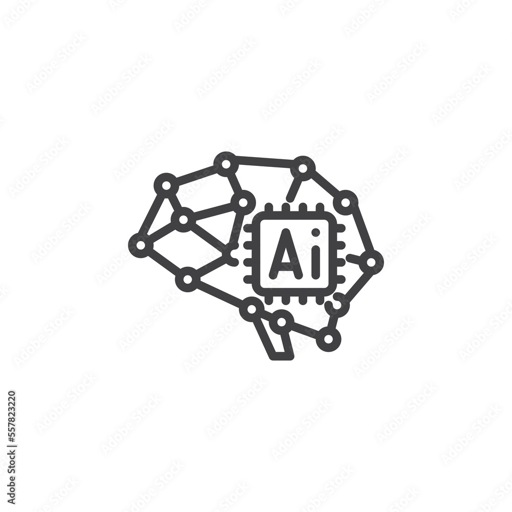 Artificial brain line icon Artificial brain line icon