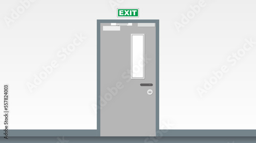 Exit door vector illustration. Safety facility for emergency escape.
