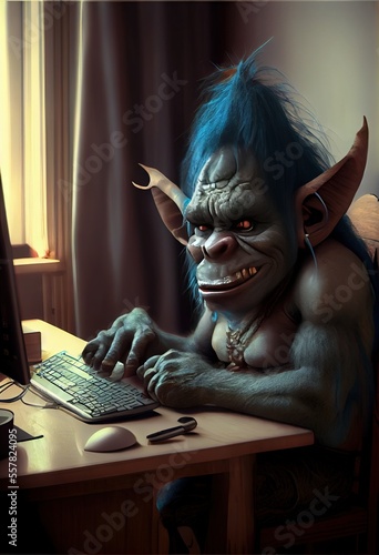 Internet Troll - online trolls are a part of everyday life thanks to connected technologies that allow us safe distance to voice controversial opinions unchecked. generative AI photo